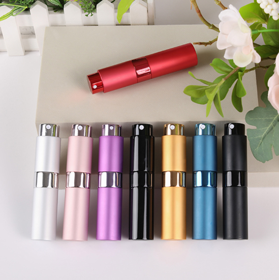 Portable 8ml Aluminum and Glass Spray Perfume Bottle